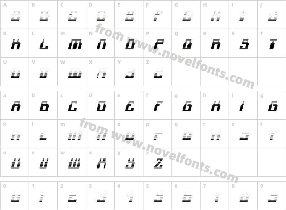 1968 Odyssey Gradient ItalicCharacter Map