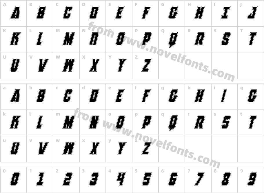 Anitlles Academy ItalicCharacter Map