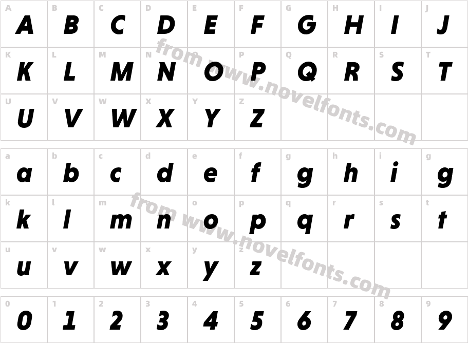 Niveau Grotesk Black ItalicCharacter Map