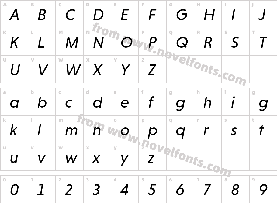 Niveau Grotesk Regular ItalicCharacter Map