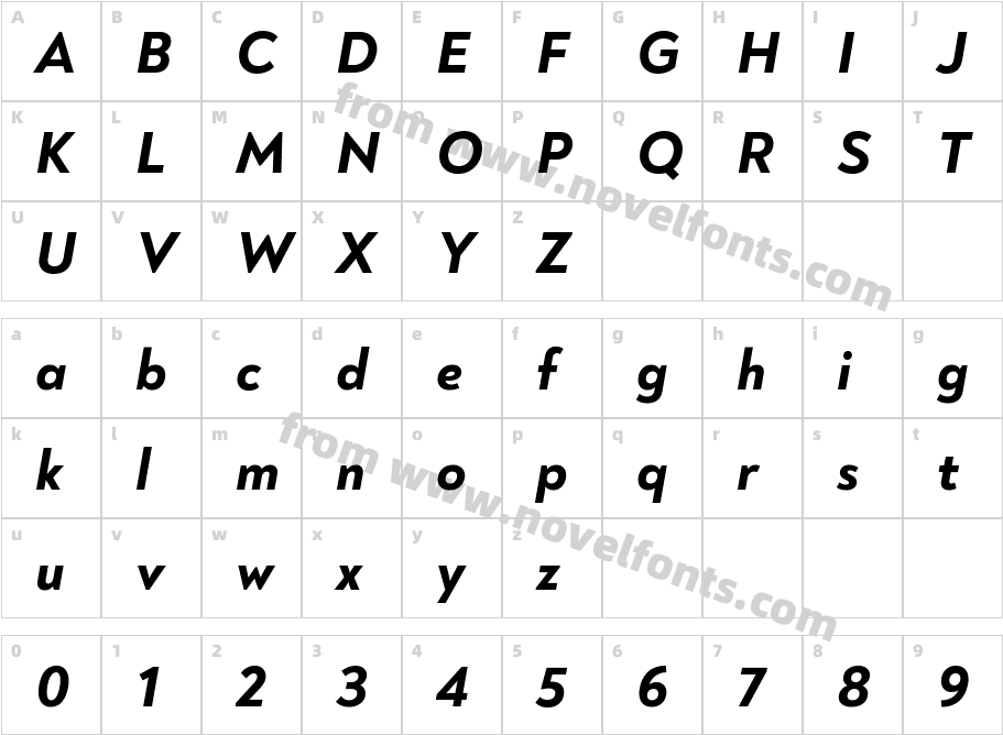 Noah Grotesque Trial Extra Bold ItalicCharacter Map