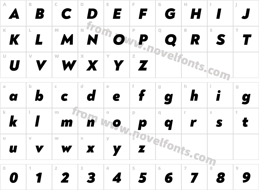 Noah Trial Black ItalicCharacter Map