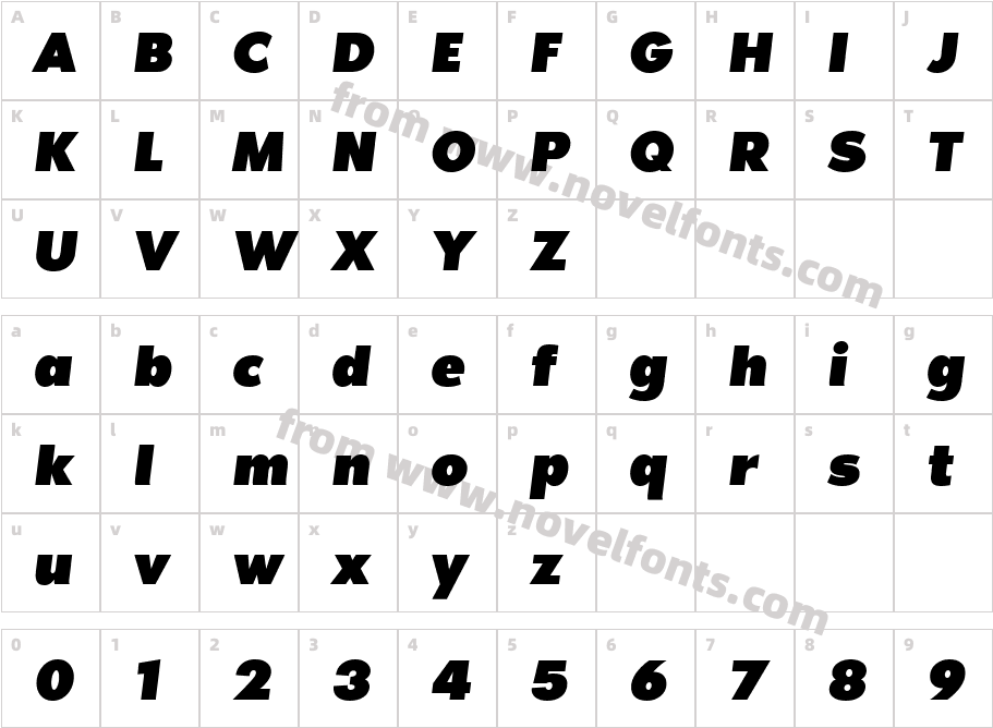 Noir Pro Heavy ItalicCharacter Map