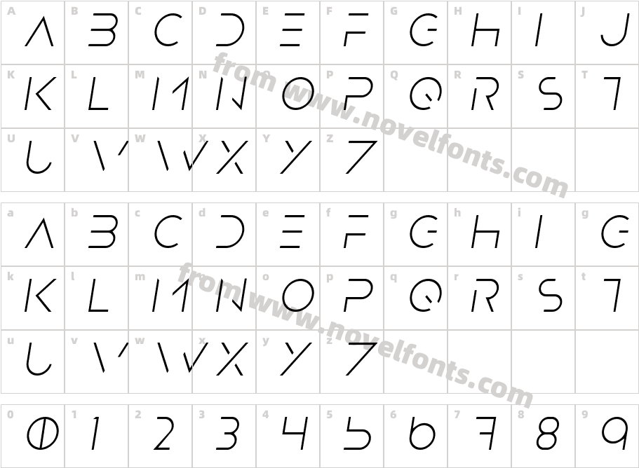 Noir Thin ItalicCharacter Map