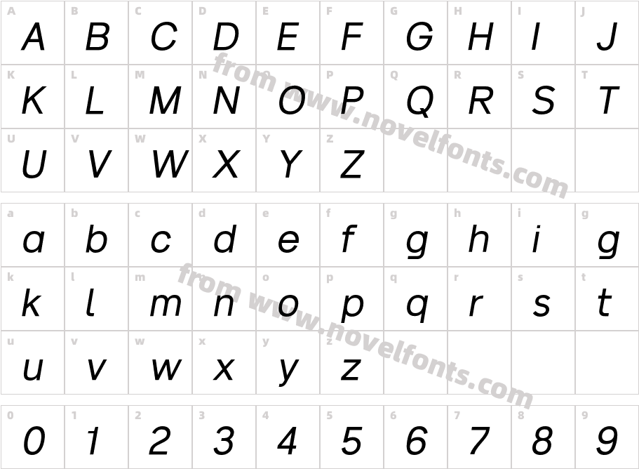 Noirden Semibold ObliqueCharacter Map