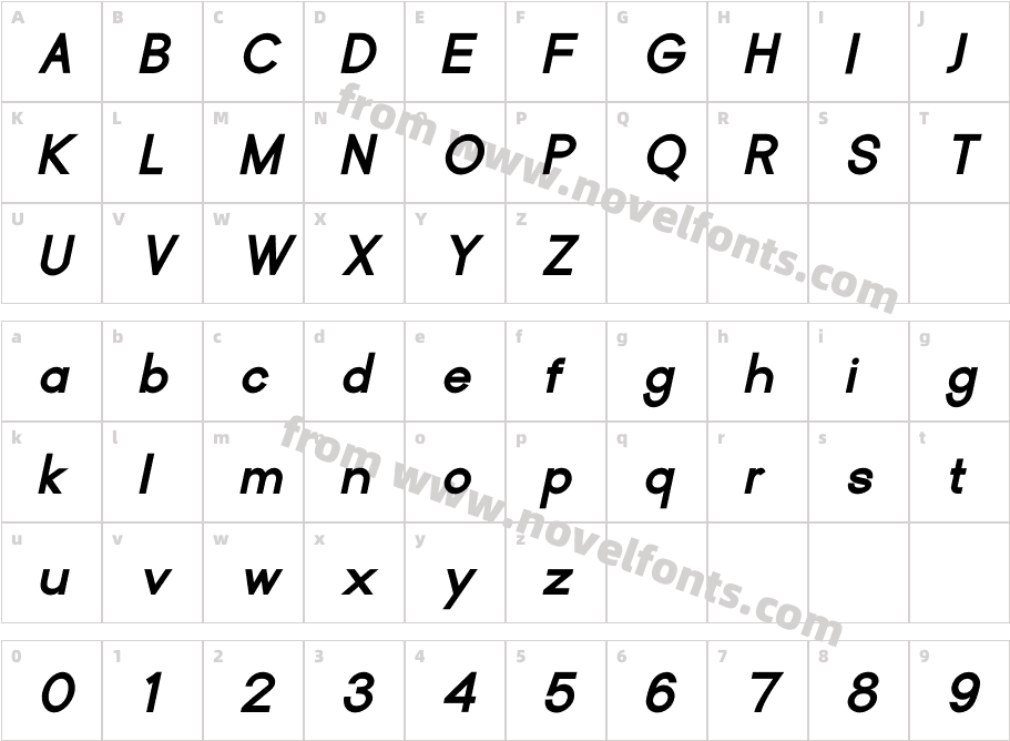 Noland Black italicCharacter Map