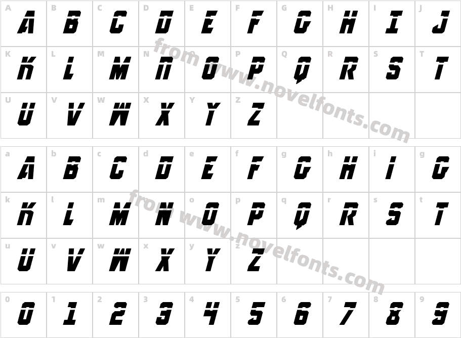 Anitlles Laser ItalicCharacter Map