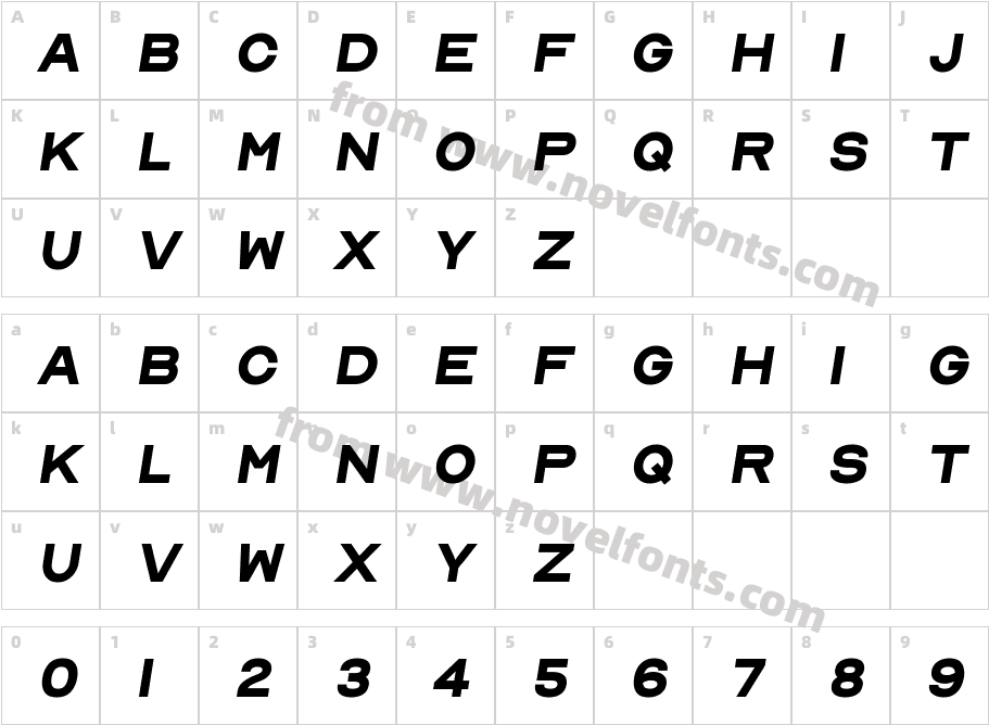 Nord Bold ItalicCharacter Map
