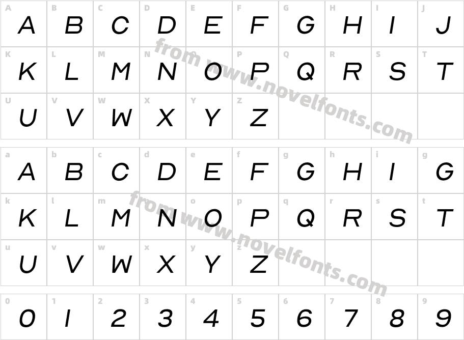 Nord Book ItalicCharacter Map