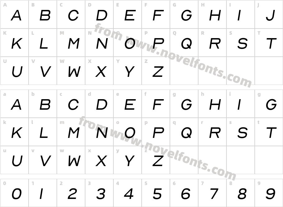 Nord Book ItalicCharacter Map