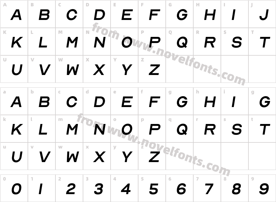 Nord Medium ItalicCharacter Map