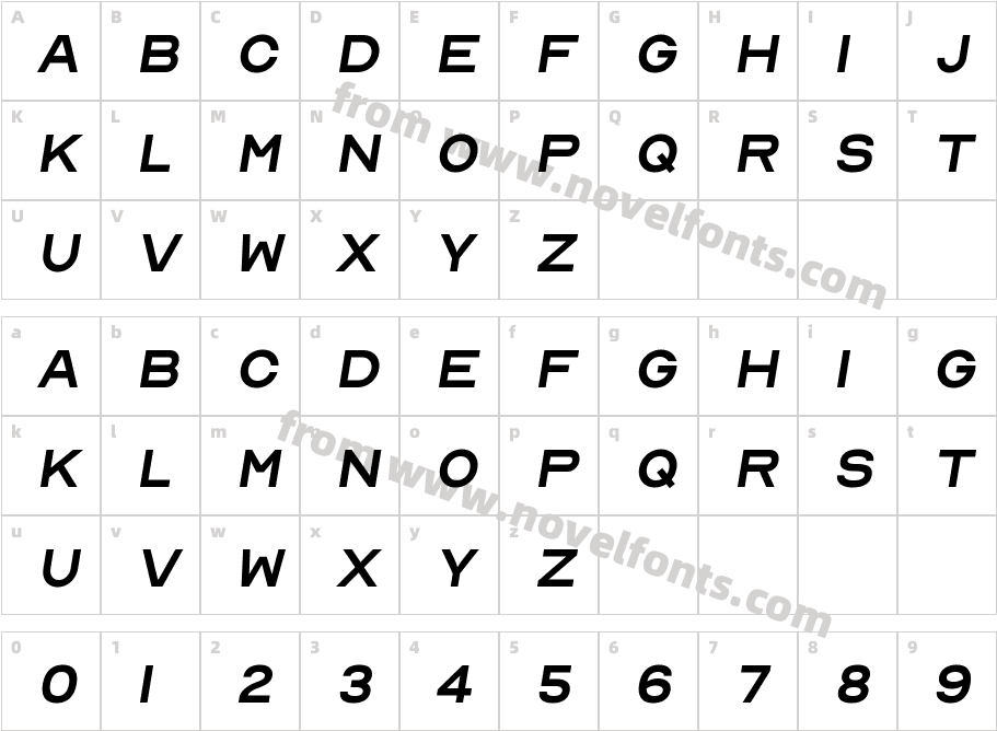 Nord Medium ItalicCharacter Map