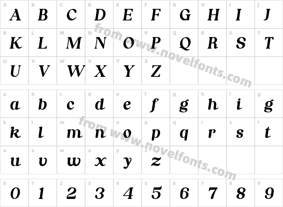 Nordhin ItalicCharacter Map