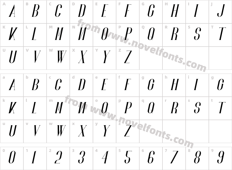 Norland ItalicCharacter Map