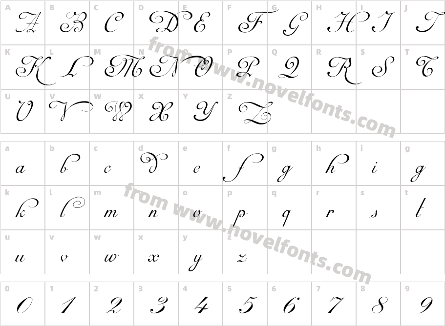 Mirella Script Limited Free VerCharacter Map