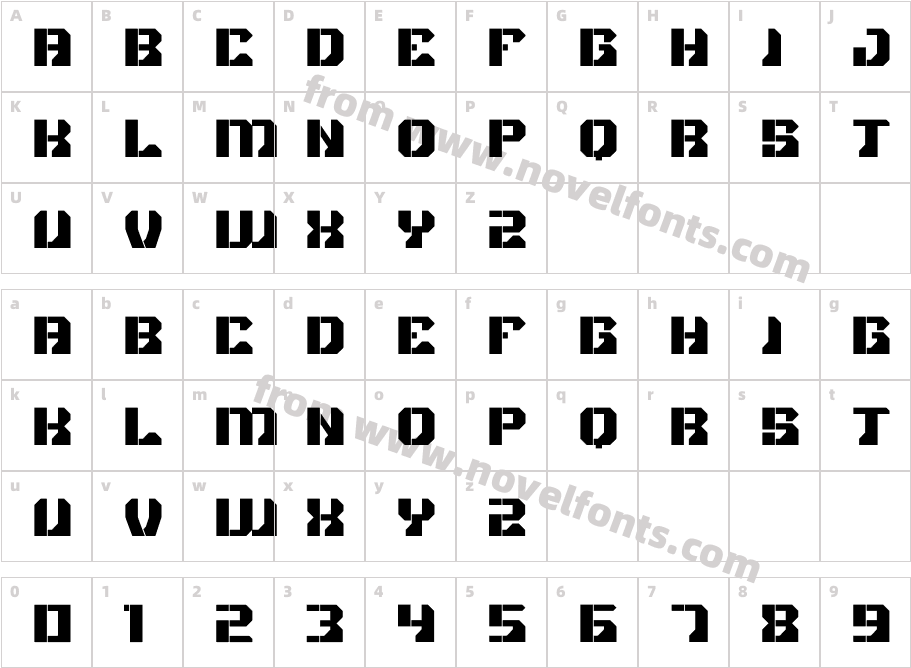 North Soldier RegularCharacter Map