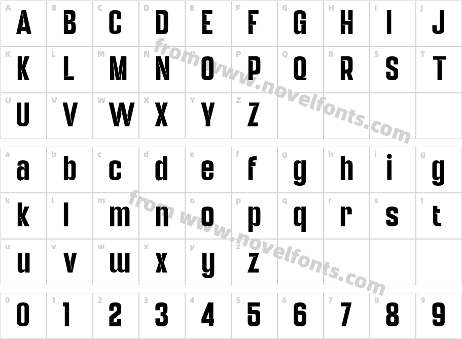 Nortune W05 BoldCharacter Map