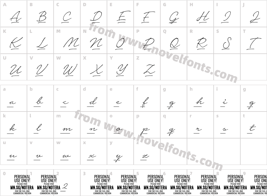 Notera 2 Underline PERSONAL USE ThinCharacter Map