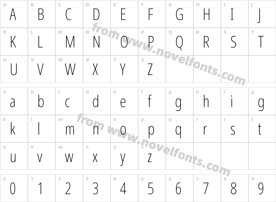 Noto Sans Extra Condensed Extra LightCharacter Map