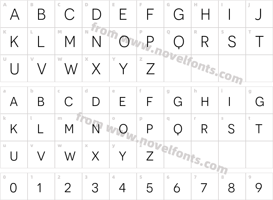 Novecento sans BookCharacter Map