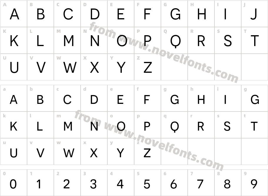 Novecento sans NormalCharacter Map
