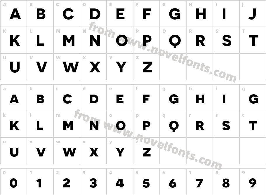 Novecento sans wide BoldCharacter Map