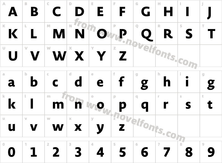 Novel Sans Ar X BoldCharacter Map