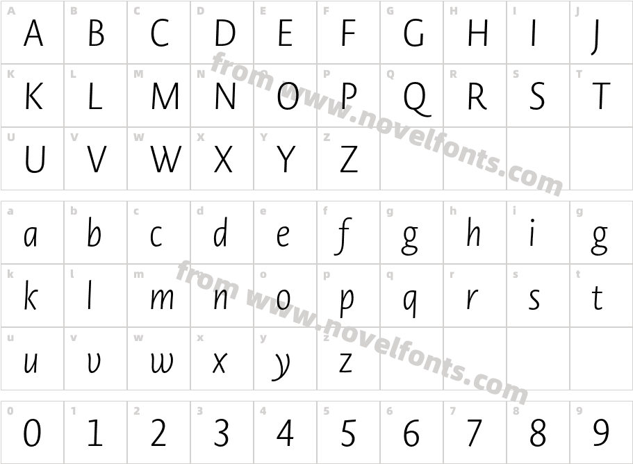 Novel Sans Gr X Light ItCharacter Map