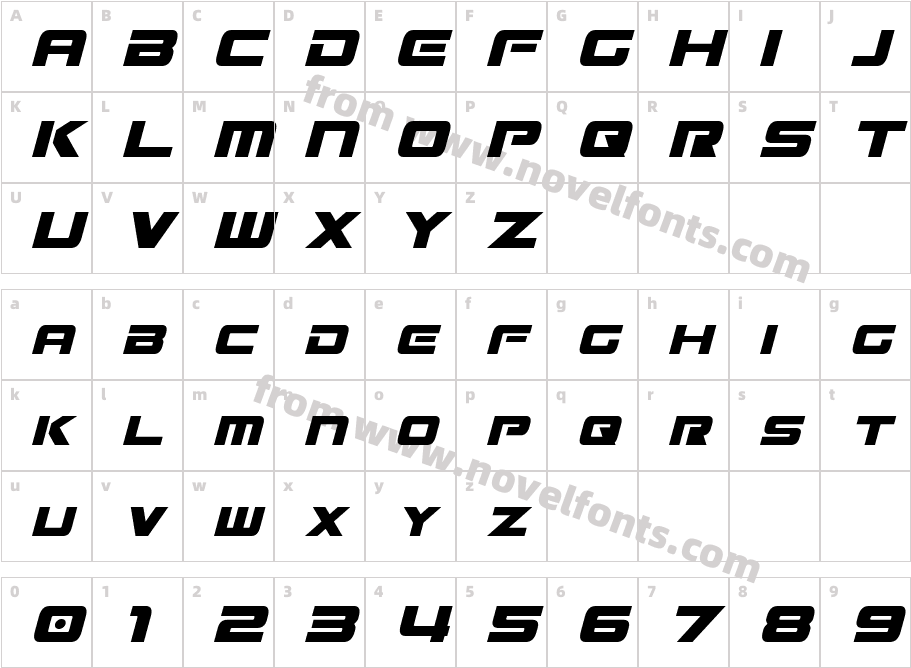 Mission GT R ItalicCharacter Map