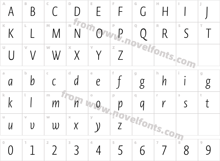 Novel Sans Pro Cmp X Light ItCharacter Map