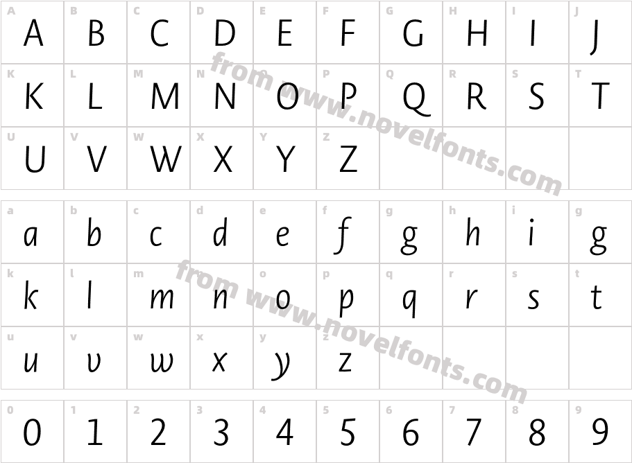 Novel Sans Pro Light ItCharacter Map