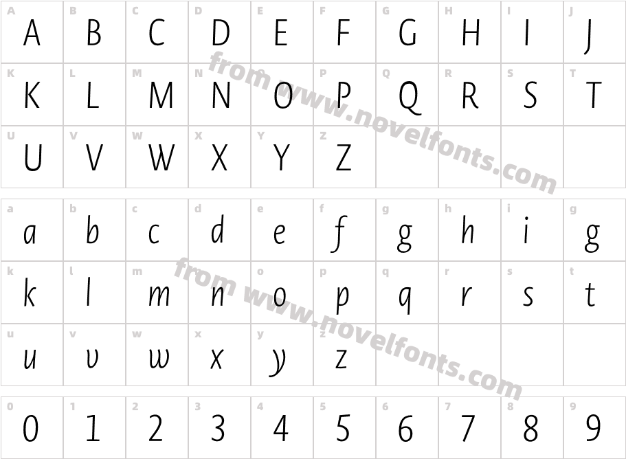 Novel Sans Pro X Cnd X Light ItCharacter Map