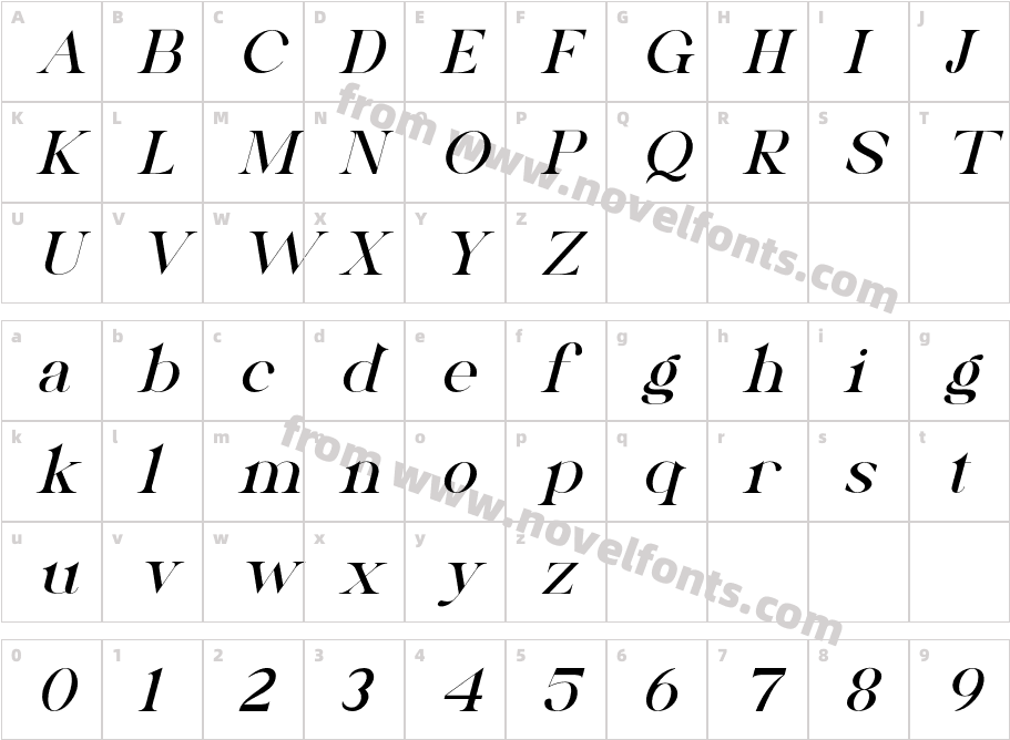Novembra Serif Font ItalicCharacter Map
