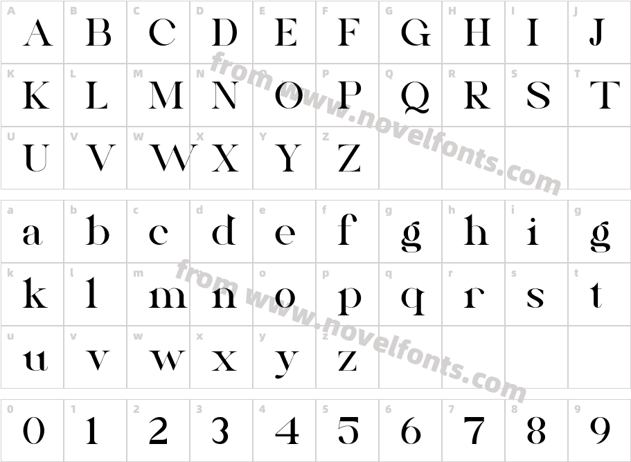 Novembra Serif Font RegularCharacter Map