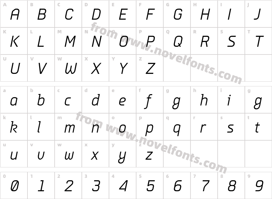 Nubb ItalicCharacter Map