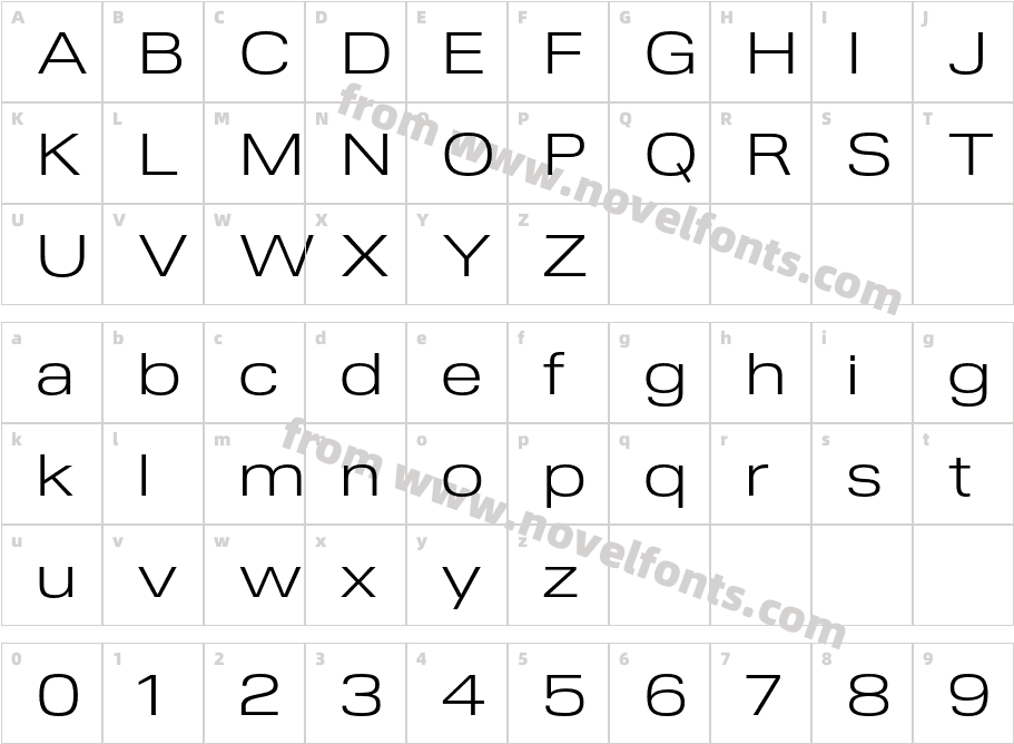 Nuber Next Light ExtendedCharacter Map