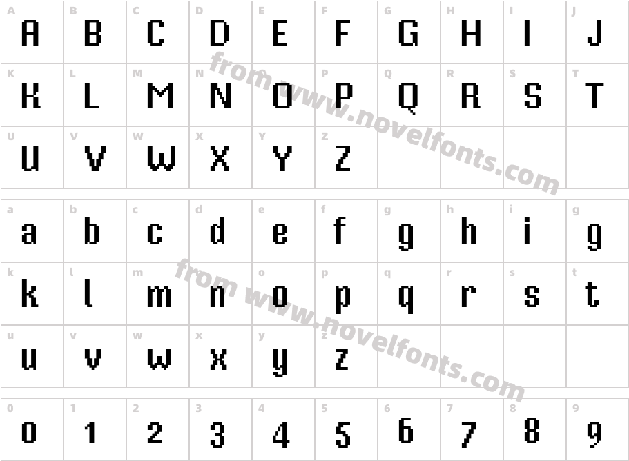 Mister Pixel 16 pt - Old Style FigureCharacter Map