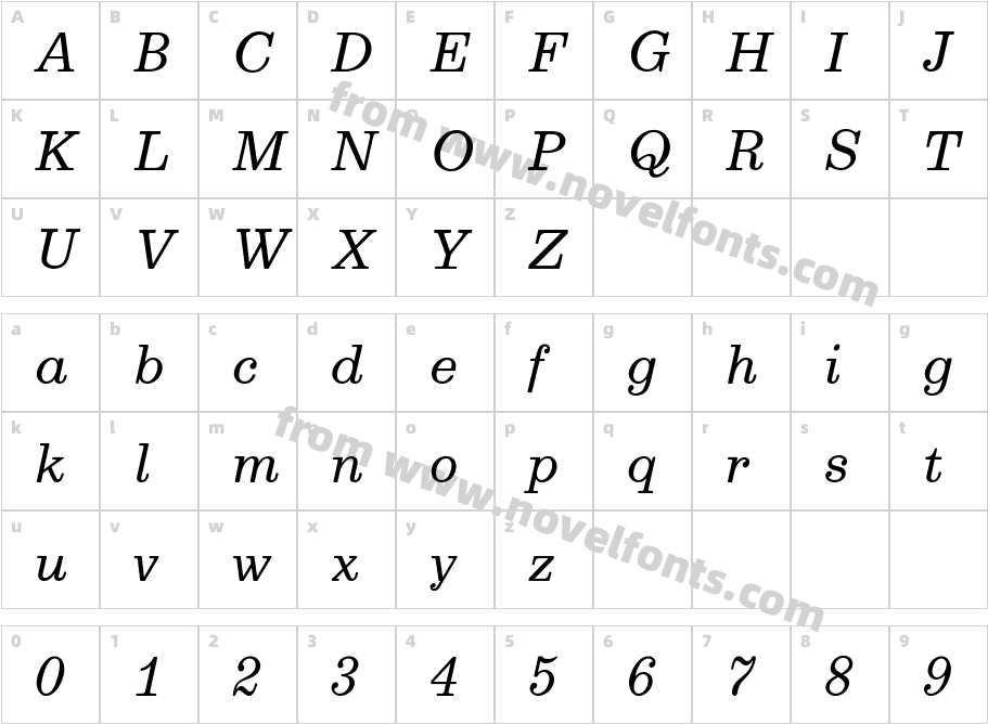 Nuflek ItalicCharacter Map