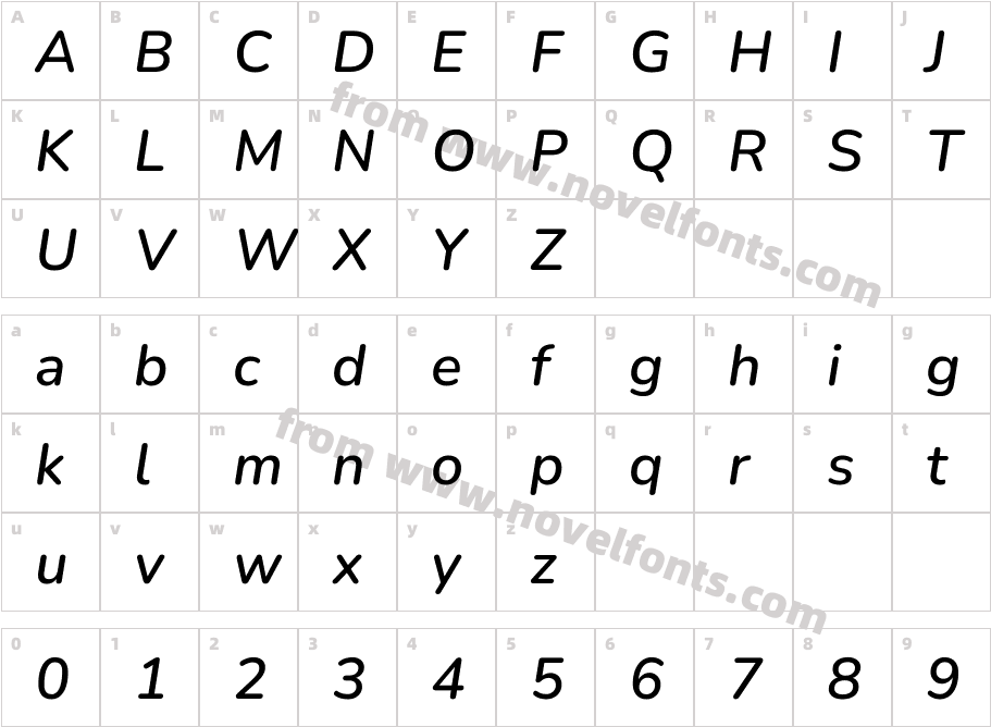 Nunito Semibold ItalicCharacter Map