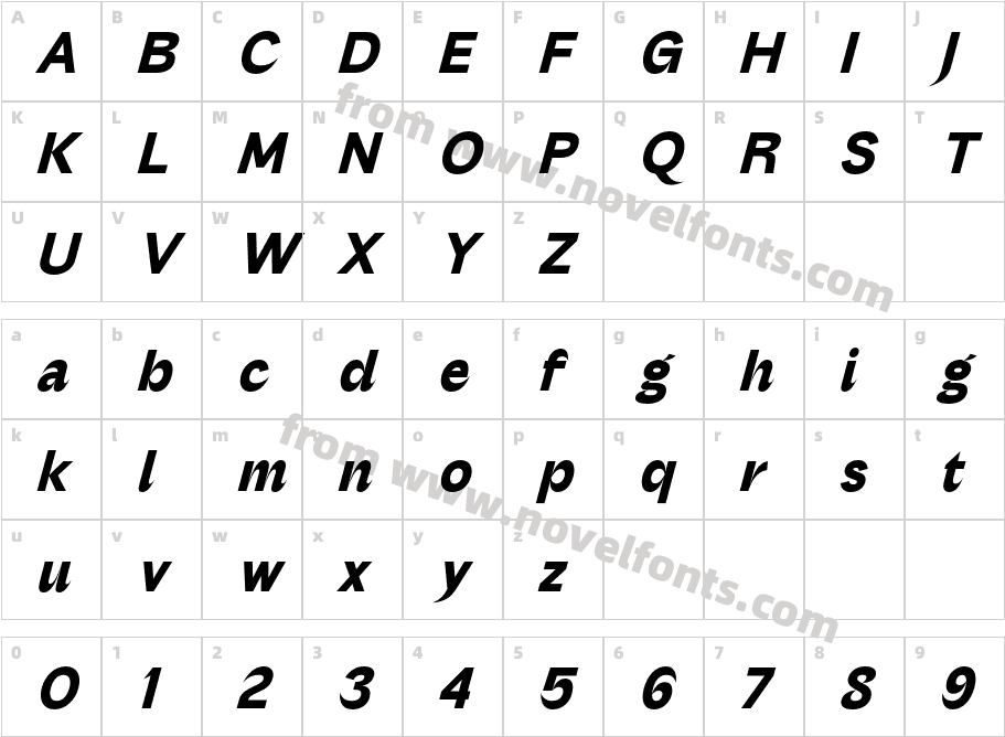 Nutgame Bold ItalicCharacter Map