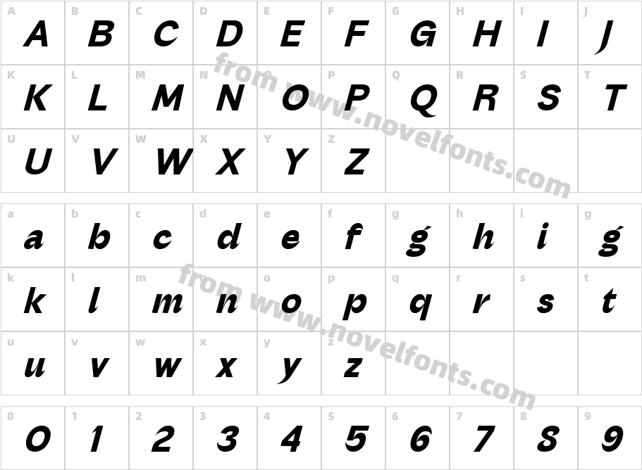 Nutgame Bold ItalicCharacter Map