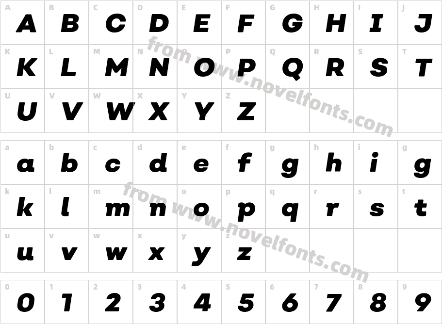 Nutmeg Black ItalicCharacter Map