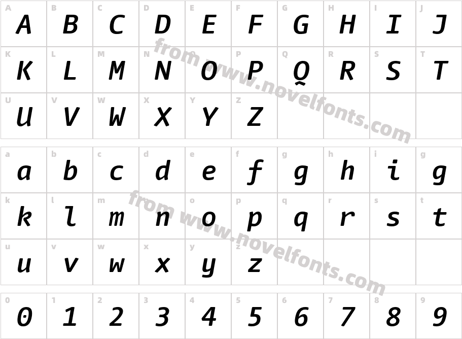 Nuvo Mono Web Bold Italic W03 RgCharacter Map