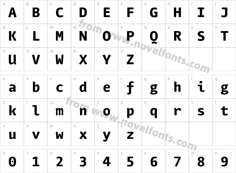 Nuvo Mono Web Extrabold W03 RgCharacter Map