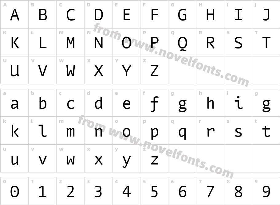 Nuvo Mono Web W03 RegularCharacter Map