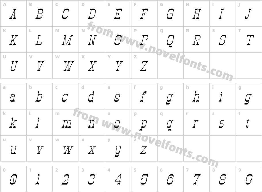Nuvoboy ItalicCharacter Map