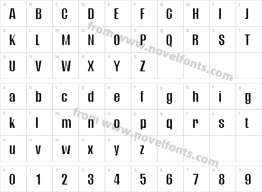 Nymeria Light Extra CondensedCharacter Map