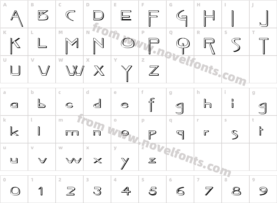 ODZA Kfont RegularCharacter Map