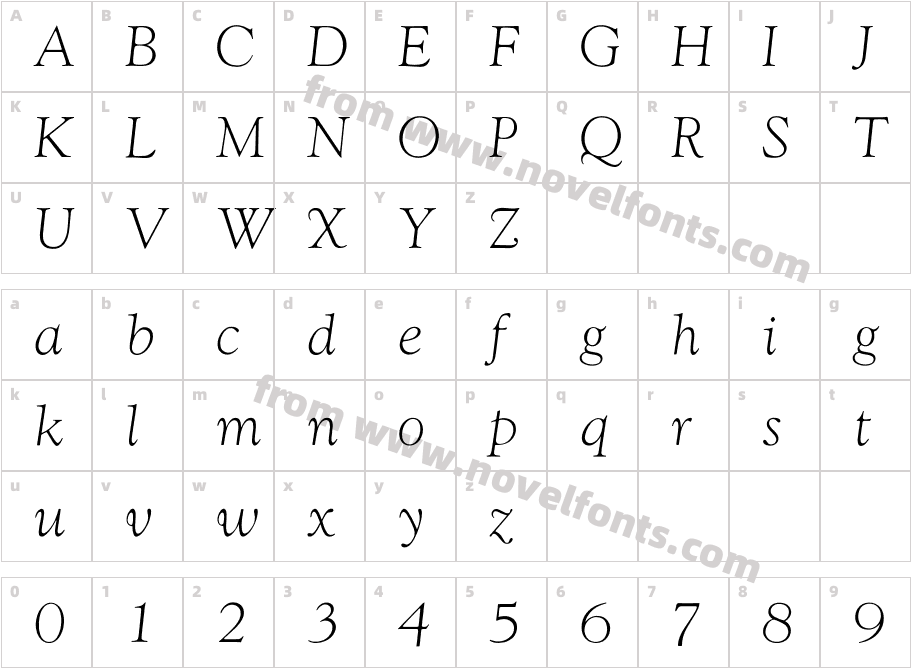OPT Iwtc Goudy Light ItalicCharacter Map