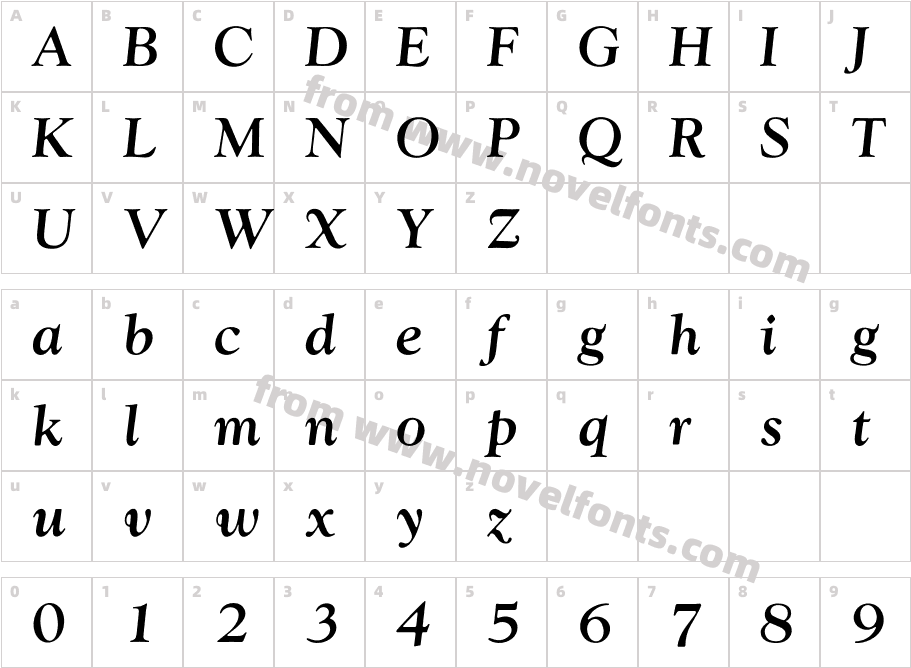 OPT Iwtc Goudy Medium ItalicCharacter Map
